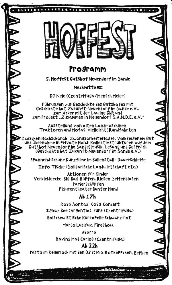 Hoffest Zusane // 07.10. - das Programm